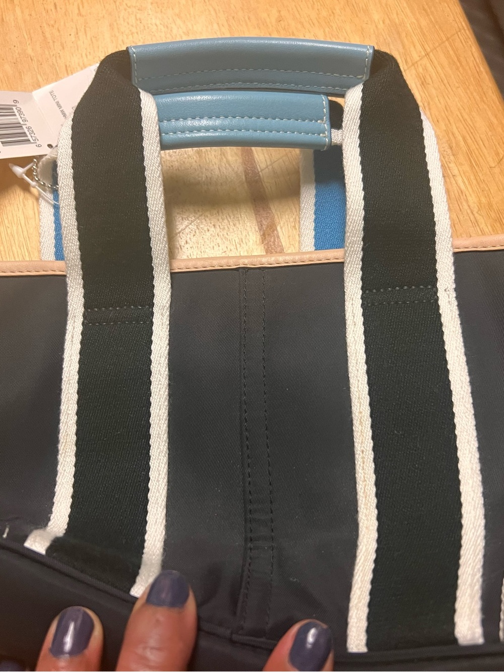 Coach Black Canvas Briefcase with Light Blue and Tan Trim - Picture 7 of 8